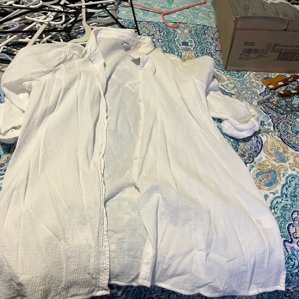 Croft & Barrow White Button Down Shirt Classic Design